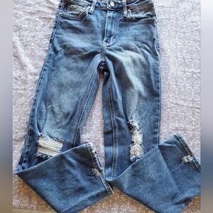 Just Black Distressed Straight Leg Jeans - Blue